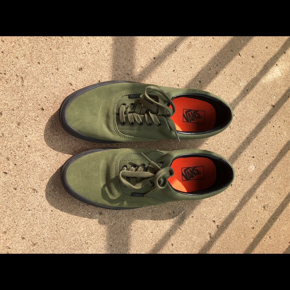 Vans for J. Crew Sz 11 Army green suede sneakers